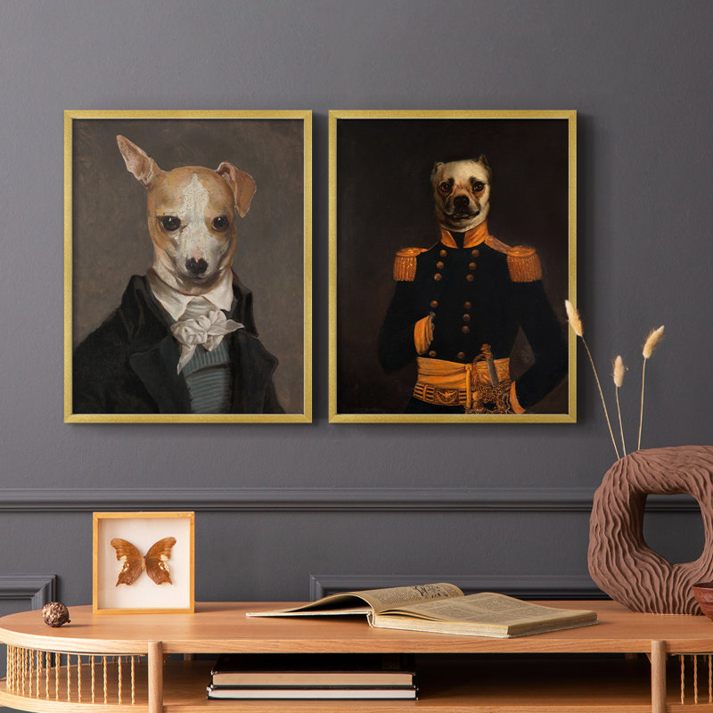 Reproduction encadrée raffinée Fido-Premium - prête à être accrochée - aucun clou requis - aucun clou requis, Doré
