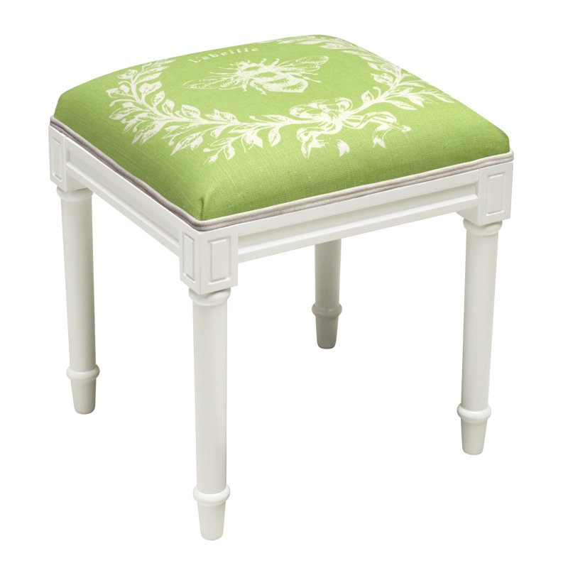 Tabouret de coiffeuse en bois massif Vanover, Chartreuse
