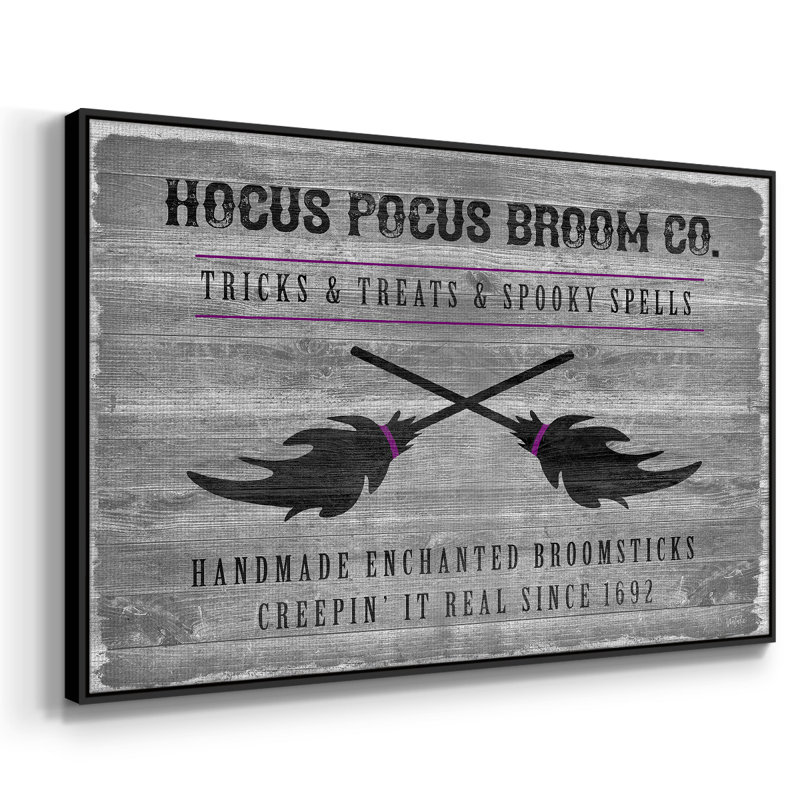 " Hocus Pocus Broom Co ", 27" H x 41" W x 2" D, Black