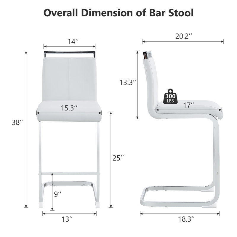 Tabouret de comptoir 25 po, Blanc, Tabouret de comptoir (siège d'une hauteur de 25 p, Chrome chrome