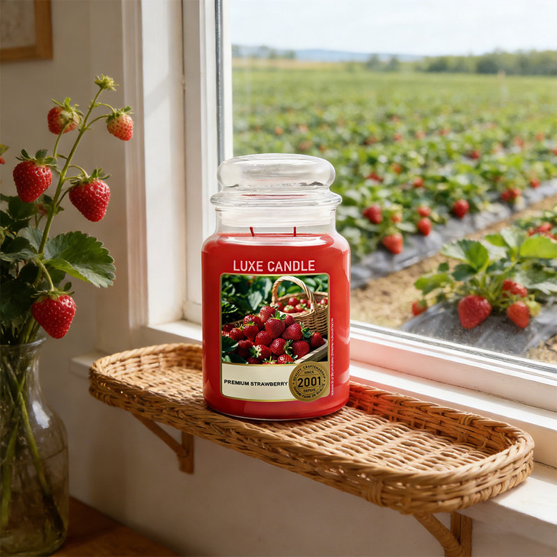 Bougie parfumée à la fraise fraîche de 23 oz, avec un arôme doux et fruité, parfaite pour la décoration intérieure et la détente, un cadeau idéal pour les femmes