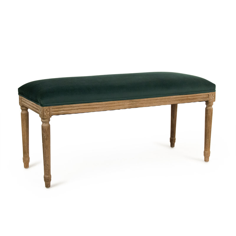 Gallup Upholstered Bench, Green Velvet