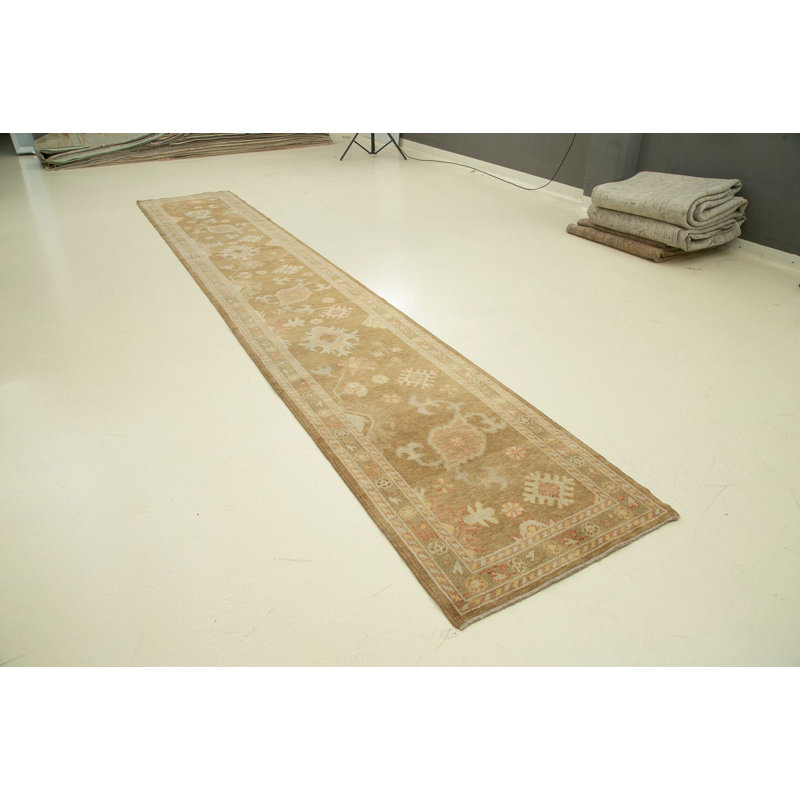 Tapis de couloir unique en laine noué à la main 2 pi 10 po x 16 pi 11 po New Age