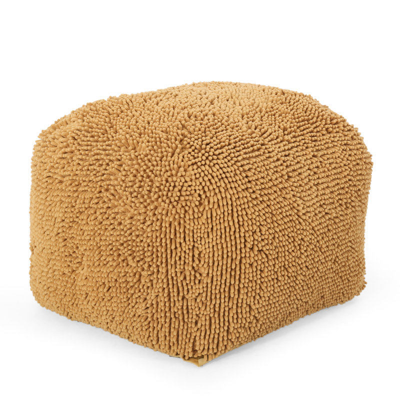 Pouf carré en microfibre Spongy, Jaune