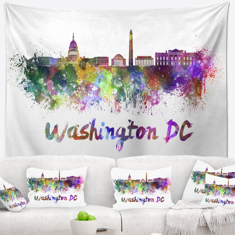 Washington dc skyline tapisserie Cityscape, H 50 po x l 60 po