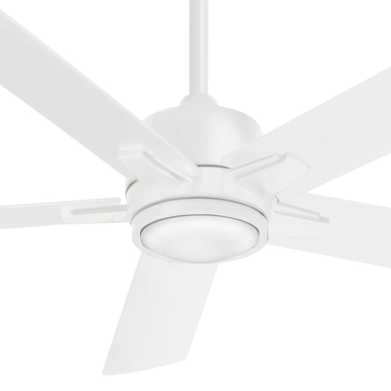 54" 5 - Blade LED Standard Ceiling Fan with Remote Control and Light Kit Included, Flat White
