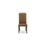 L'ensemble 5 pièces de table et chaises de cuisine comprend une table de salle à manger ronde avec piédestal et 4 chaises parsons en tissu brun, jacobine vieilli-2064797569