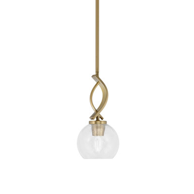 Mini-luminaire suspendu avec tige Wynnefield présenté en laiton vieilli avec verre transparent de 5,75 po