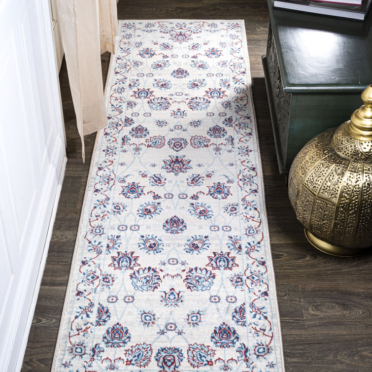 Hatha Modern Persian Vintage Moroccan Traditional Ivory/Blue/Red Rug
