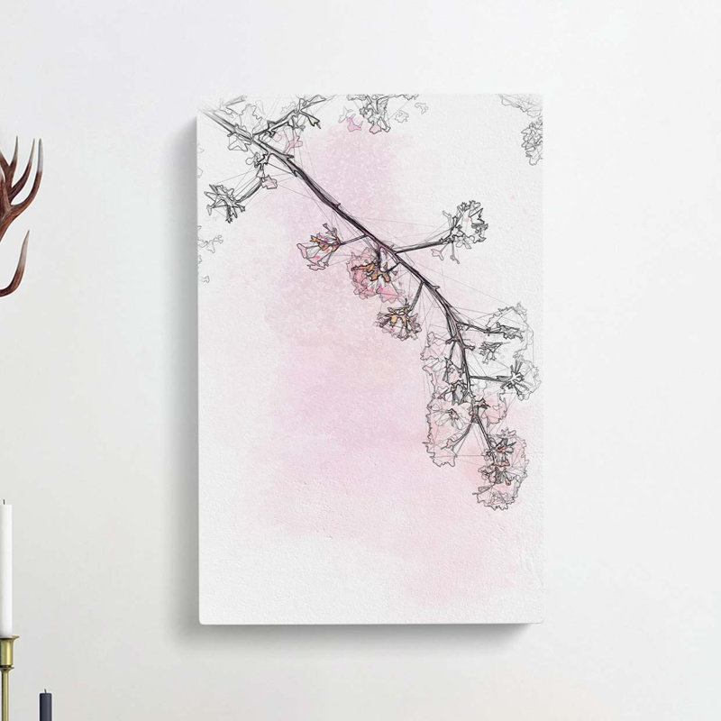 Pink Blossom Cherry Tree In Abstract - Wrapped Canvas Print, 50cm H x 35cm W x 3cm D