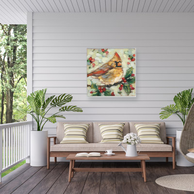 Andrea Lavery Cardinal And Berries Outdoor  Canvas