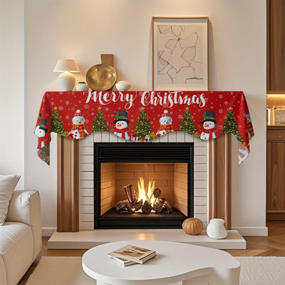 Fireplace Scarf Designed For Christmas Snowman Christmas Tree Fireplace Cover Christmas Decoration Scarf