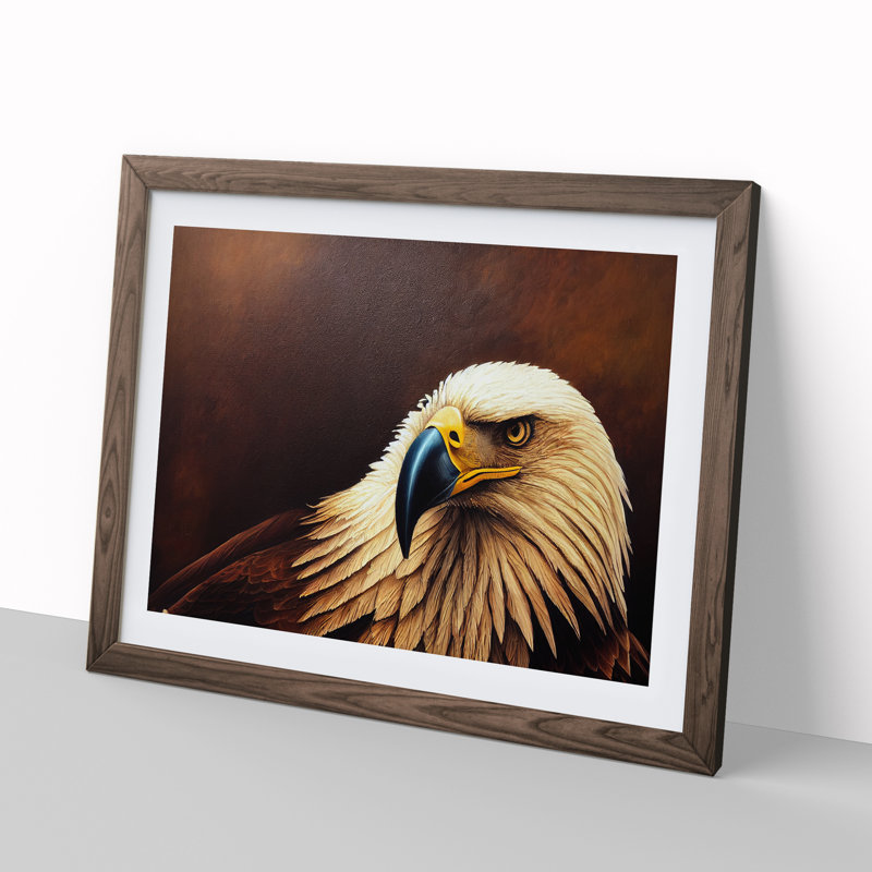 Entrancing Eagle Bird - Single Picture Frame Print, 34cm H x 46cm W x 2cm D, Walnut