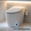 Toilette intelligente une pièce avec siège chauffant, chasse d'eau automatique sans capteur et capteur de pied, sans bidet, couvercle à fermeture douce, veilleuse blanche, commande à bouton, chasse d'eau en cas de panne de courant, blanc