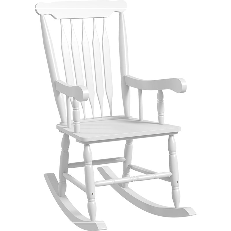 Outsunny Outdoor Wood Rocking Chair, 350 lbs. Porch Rocker with High Back for Garden, Patio, Balcony, Black, White