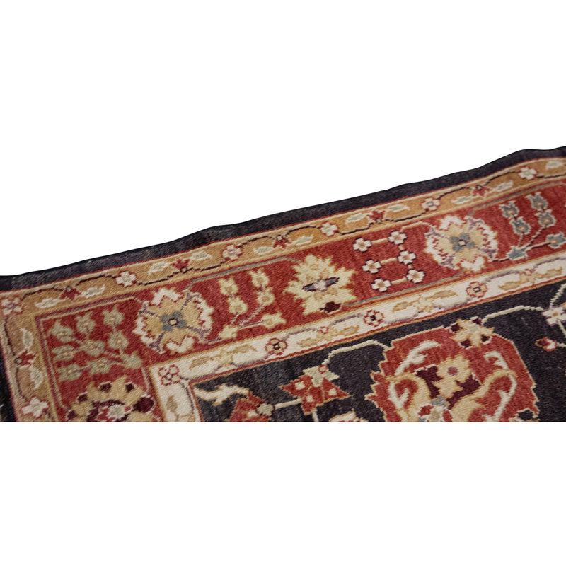Tapis brun et rouille de haute qualité noué à la main
