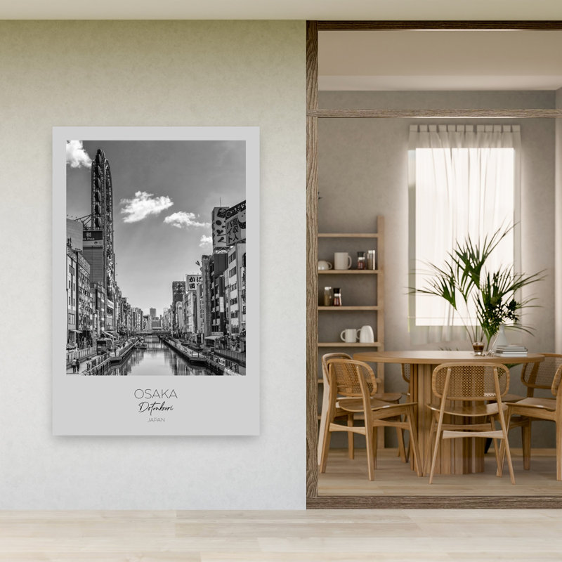 Dotonbori Canal Osaka Japan Contemporary Architecture Wall Art Print by Melanie Viola - Wrapped Canvas Print