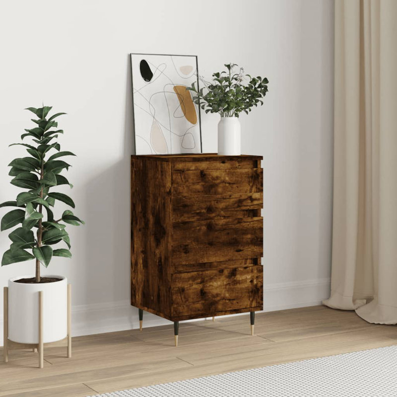 Maleesa Sideboard 40x35x70 cm Engineered Wood, Smoked Oak