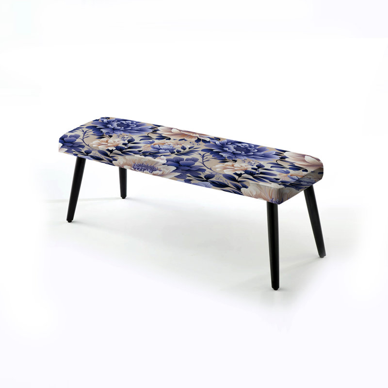 Purple Persian Paisleys IV - Paisley Upholstered Black Bench