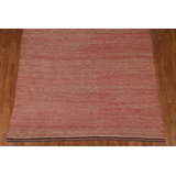 Tapis rouge / beige en laine tissé à la main et rectangulaire 6 pi 6 po x 10 pi