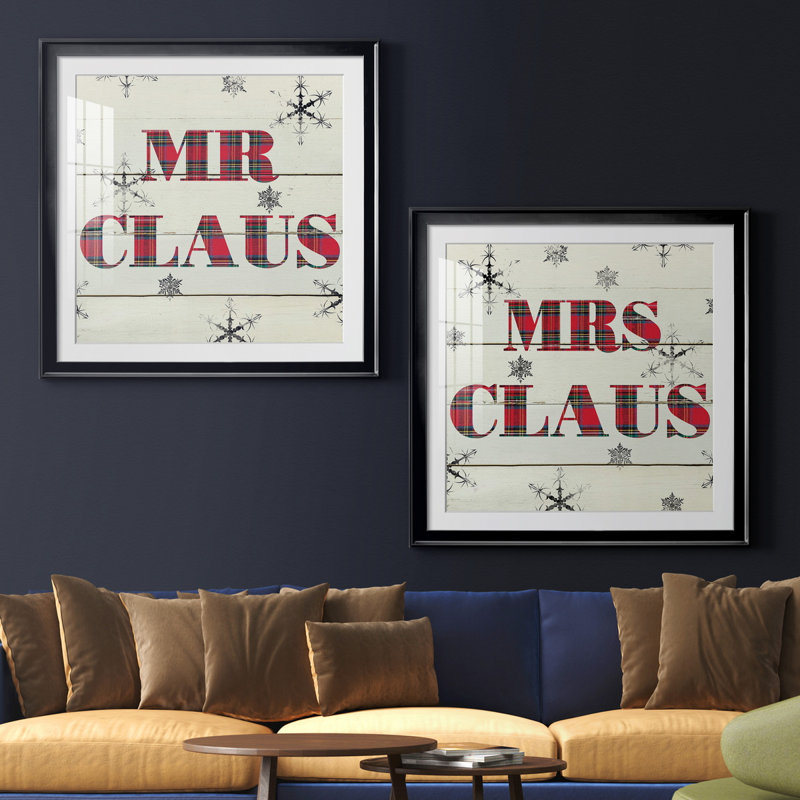 " Mr. Claus " 2 - Pieces, 26.5" H x 26.5" W x 1" D, Black Framed Paper, White