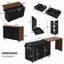 Îlot de cuisine 102,3 po avec table de salle à manger extensible, chariot d'îlot roulant avec armoire de rangement pour poubelles, support à épices coulissant à 3 niveaux, table d'îlot mobile sur roulettes pour la cuisine, la salle à manger-2127702194-2127702205