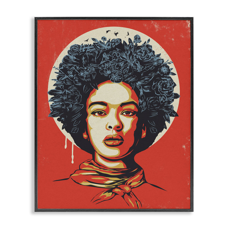 «Vibrant Portrait of Woman», estampe numérique, conception de Balazs Solti, H 14 po x l 11 po, Giclée encadrée noir minuit