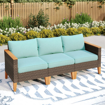 Salem 78.4'' Wide Straight Wicker Patio Sofa with Cushions