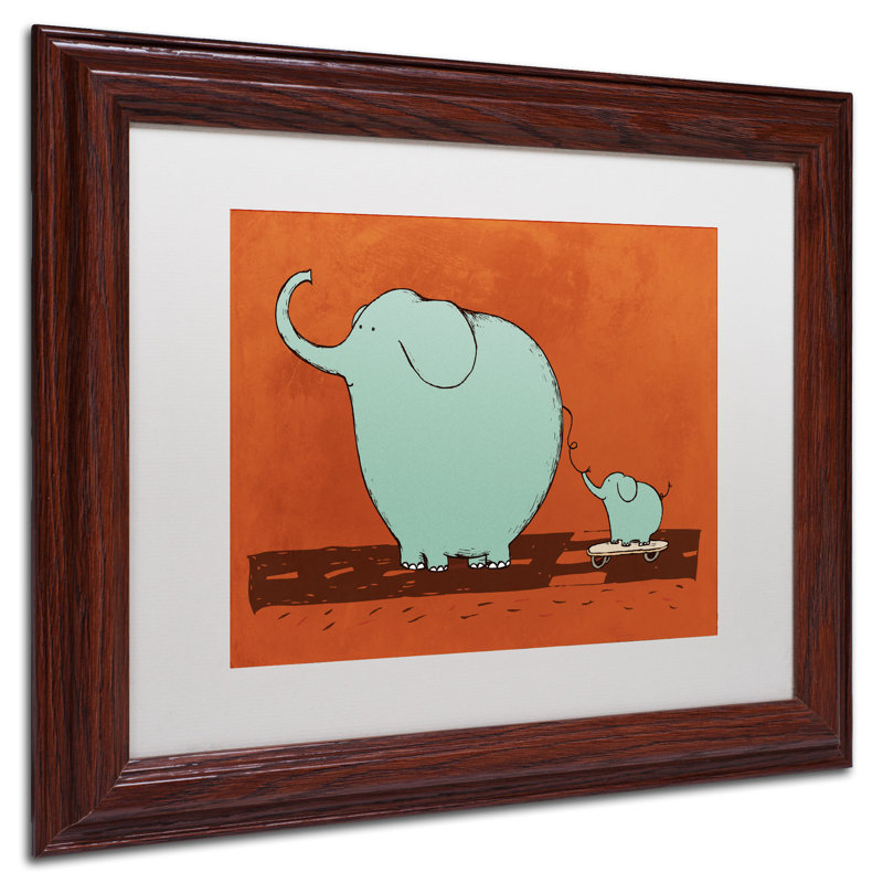 « ragement éléphant » par carla martell, art encadré, H 11 po x l 14 po, Blanc