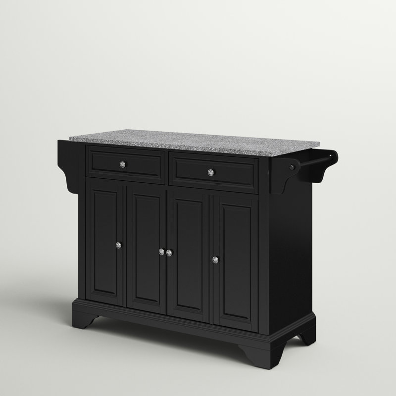 Bert Granite Top Kitchen Island, Black