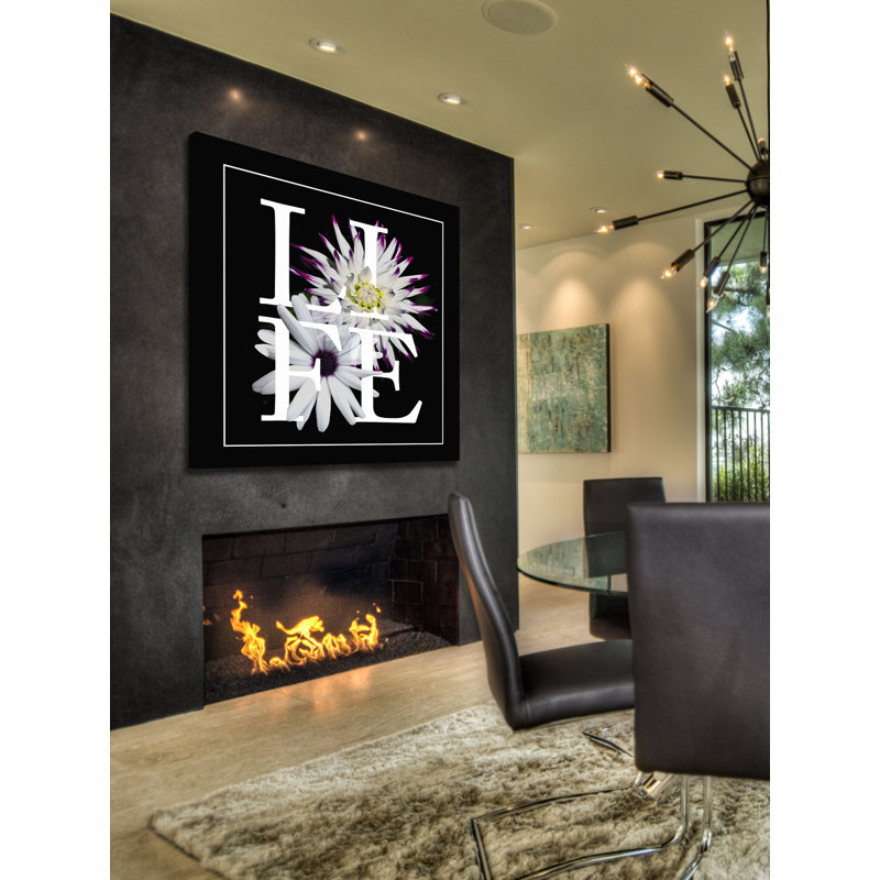 « floral graphic ii », impression sur toile, H 18 po x l 18 po x P 1,5 po, Toile encadrée noire, Pas de tapis