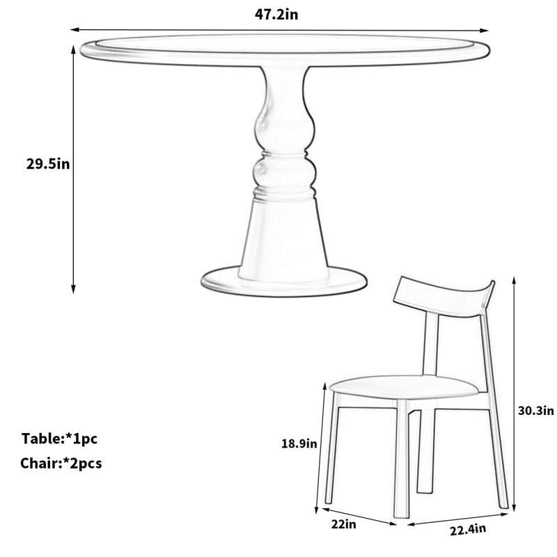 Ensemble de salle à manger Calhan, H 29,5 po x L 47,2 po x l 47,2 po
