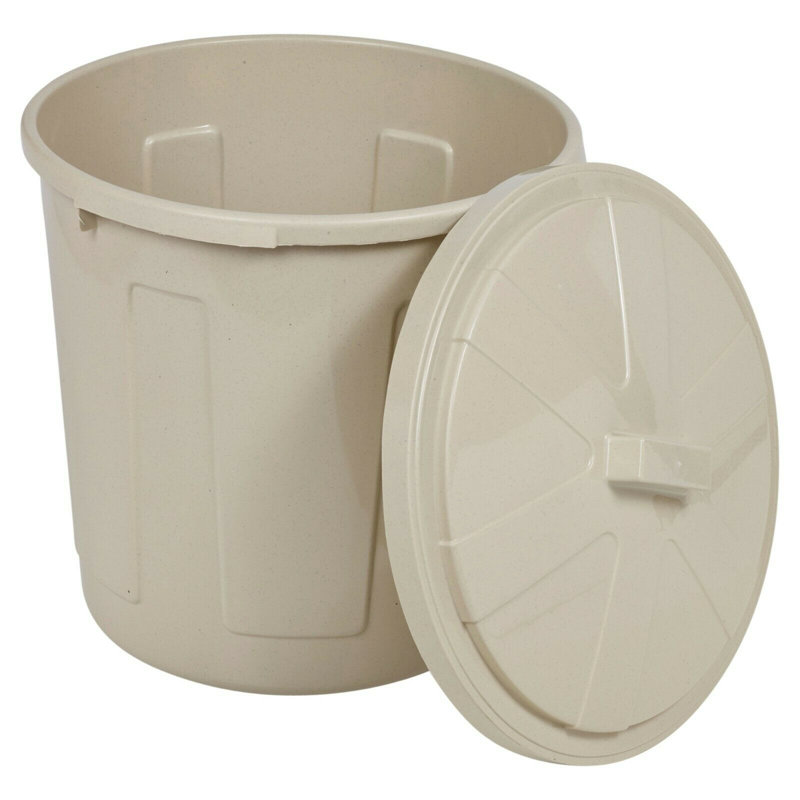 Alaina Plastic Manual Lift Kitchen Trash Can - 21L, Beige