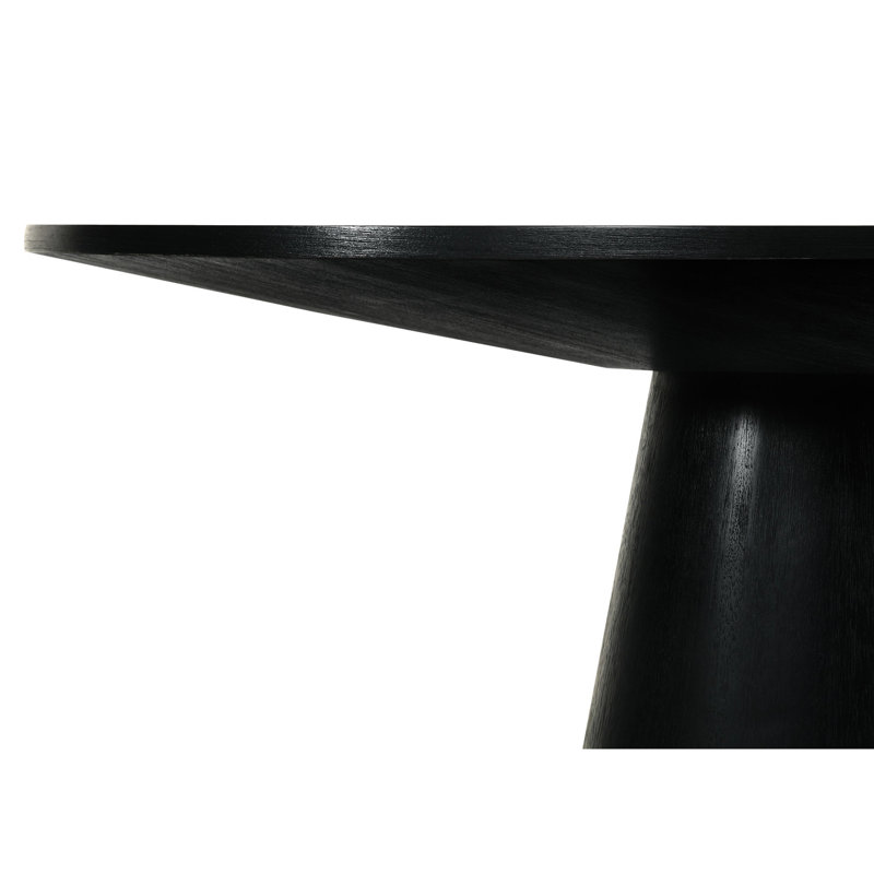 Table de salle à manger en ébène noire de 59 po de largeur, ronde et combinée