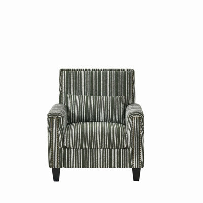 Modern Accent Chair With Arms, Comfy Upholstered Armchair For Living Room, Striped Armchair With Nailhead Trim, Ideal For Home And Office