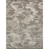 Silk Abstract Area Rug in Light Silver/Gray