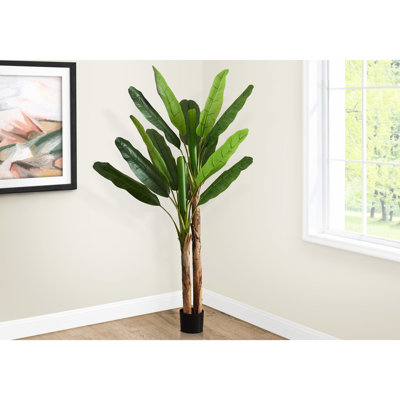 Arbre de banane artificiel en pot de 83 po de hauteur pour décoration d'intérieur