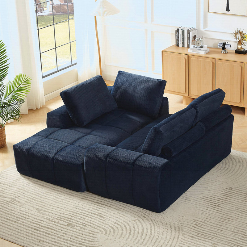 Canapé modulaire surdimensionné en L FAUX FUR avec design minimaliste, canapé-lit confortable idéal pour les salons spacieux