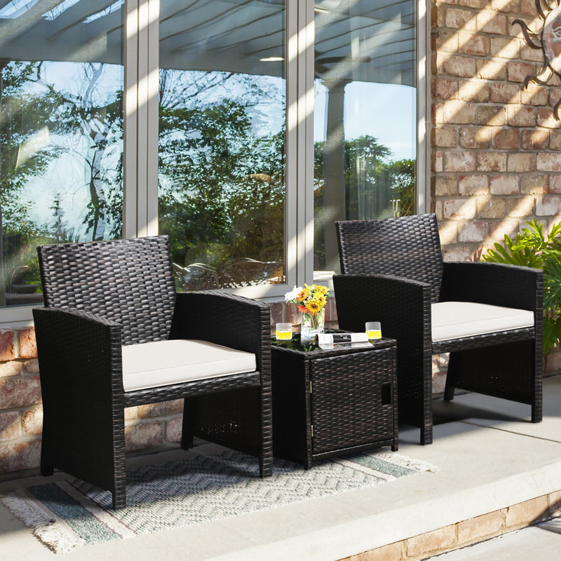 Analicia 2 - Person Patio Conversation Set with Cushions, Off White