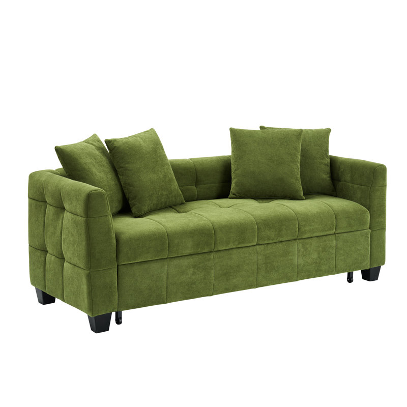 Lit escamotable minimaliste avec velours de nuage et rembourrage confortable à base solide, Vert