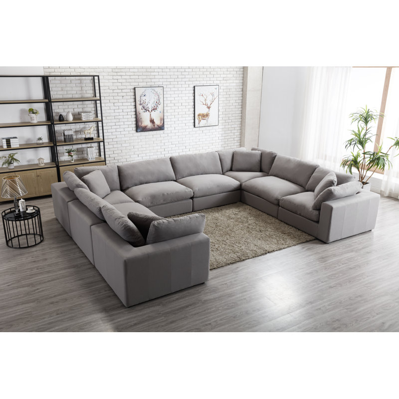 Haruyoshi Upholstered U-Shaped Sectional Reversible, Graphite Polyester Blend