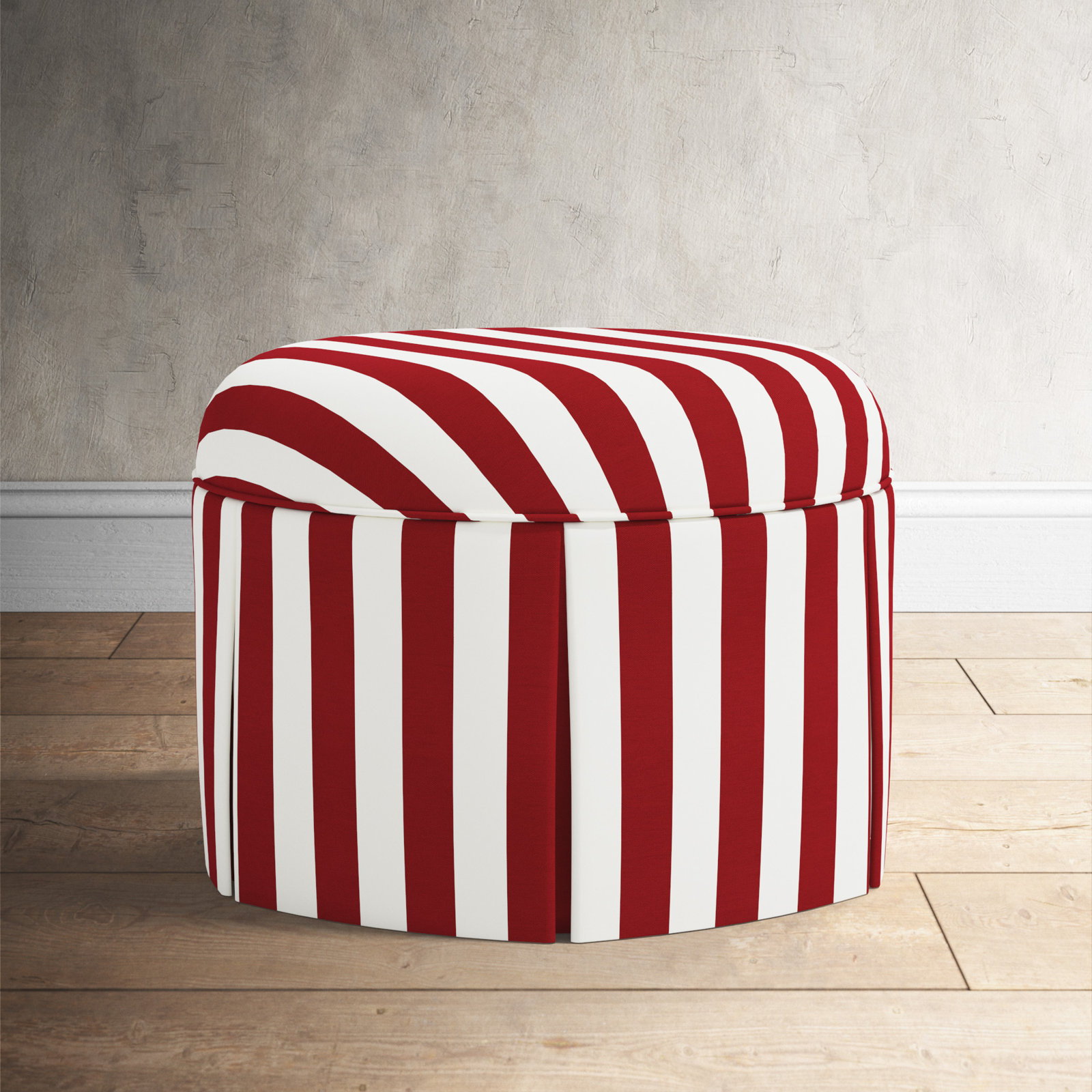Manders 25" Cotton Ottoman, Canopy Stripe Red