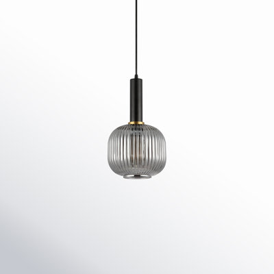 Kumi Single Light Ribbed Glass Dimmable Pendant