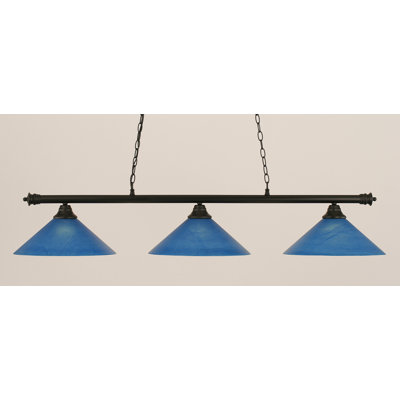 Mendez 3 Light Bar With 16" Blue Italian Glass