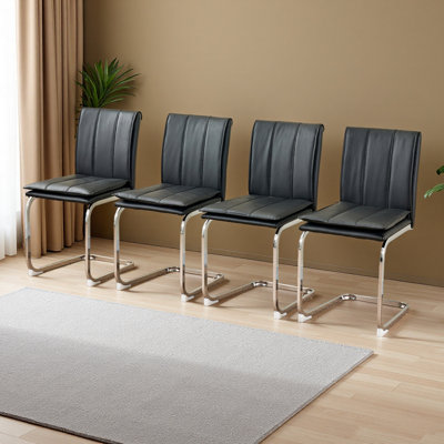 Ensemble de 4 chaises de salle à manger modernes, chaises de cuisine en cuir PU blanc, chaises de restaurant, convenant aux cuisines, salons