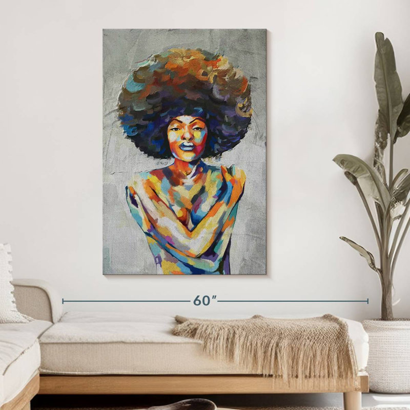 Portrait féminin, portrait abstrait, huile sur toile, H 48 po x l 32 po x P 1,25 po
