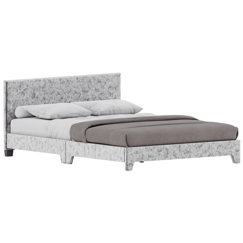 Scipio Upholstered Platform Bed, Silver, Double (4'6)