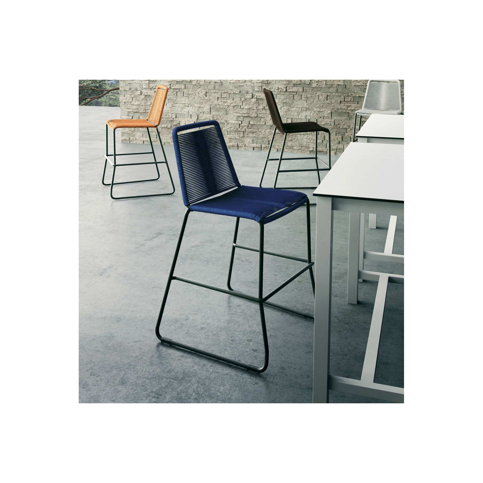 Huron Outdoor Bar Stool, Counter Stool (26" Seat Height), Blue