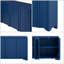 Buffet en placage de pin bleu marine à 4 portes avec incrustations linéaires - Buffet pour le salon et le vestibule-1387550994