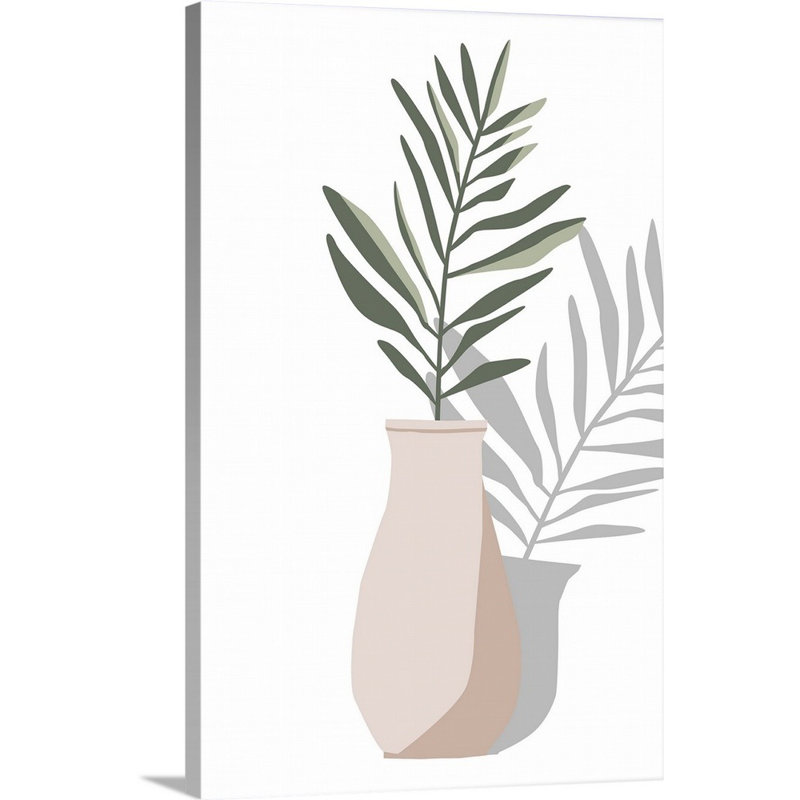 Vase et tige II, art mural, Toile tendue, H 48 po x l 32 po